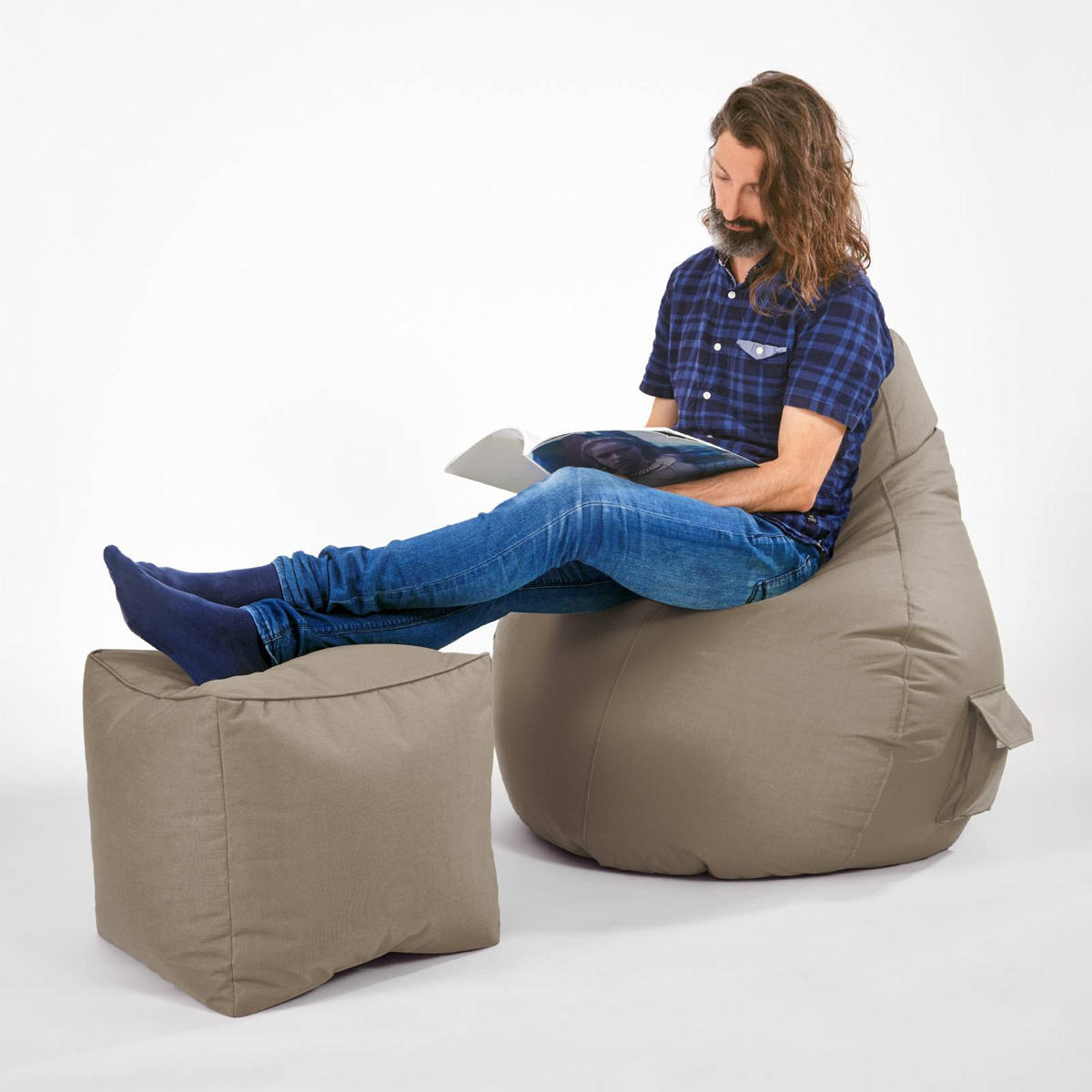 SITZSACK-HOCKER Pouf "Cube" 40x40x40cm - Braun, Textil (40/40/40cm) - Green Bean