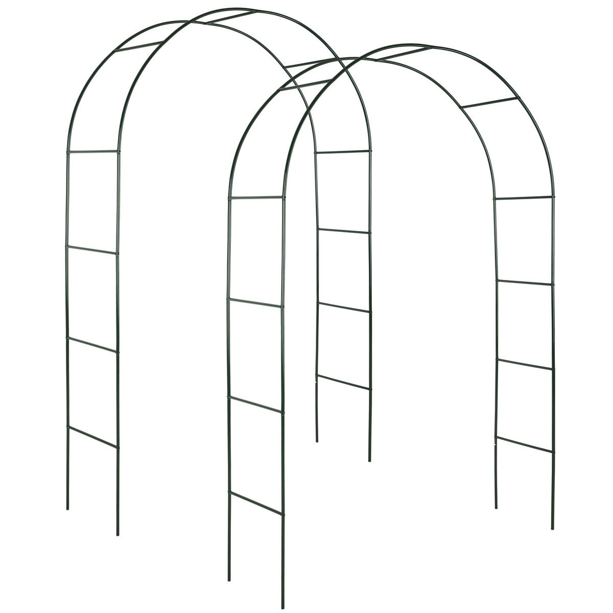 ROSENBOGEN 2er Set, 140 x 40 x 240 cm,grün - Grün, Metall (40/240/140cm) - tectake