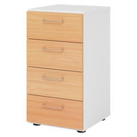 SCHUBLADENSCHRANK - 4 Schübe 42/40/74,8 cm in Weiß/Buchefarben - Buchefarben/Weiß, Holzwerkstoff (40/74.8/42cm) - bümö