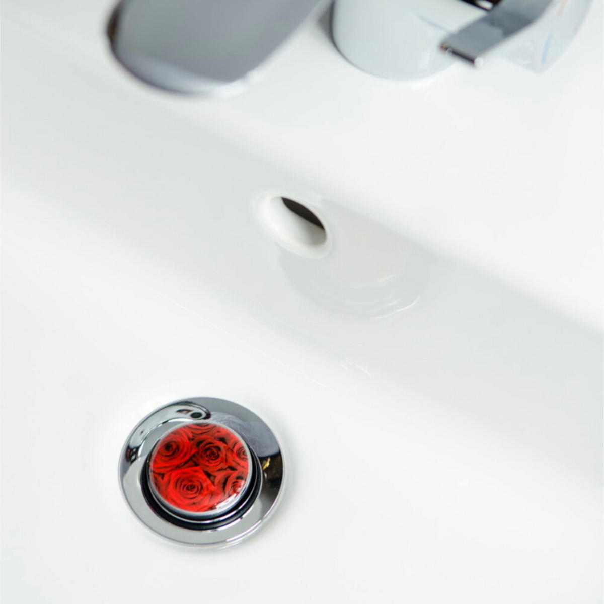 WASCHBECKENSTÖPSEL Rosen - Rot, Kunststoff/Metall (4/7/7cm) - Sanilo