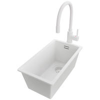 UNTERBAUSPÜLE GRANIT London, 2-er set Alles Weiß 26/47 cm 1 Becken + Küchenarmatur 38/14 cm + Ablauf-Set ab 30er Unterschrank - Weiß, Kunststoff (26/20/47cm) - Primagran