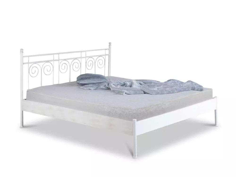 METALLBETT Ida / 140 x 210 cm / weiss-kupfer gewischt - Weiß, Metall (140/210cm) - BED BOX