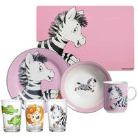 GESCHIRR-SET MIT KINDERBECHER Happy Zoo Zebra bunt 7er Set - Multicolor, Kunststoff (1/1/1cm) - Ritzenhoff Breker