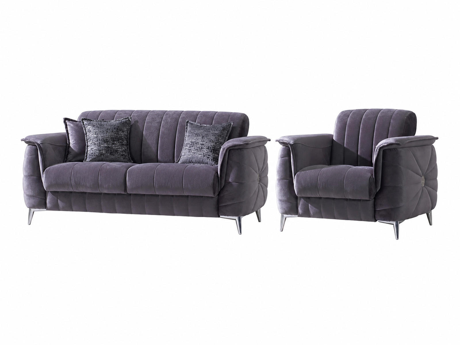 SITZGARNITUR Osorno, Anthrazit Stellvariante 2+1 - Anthrazit, Holzwerkstoff/Kunststoff (170/80/100cm)