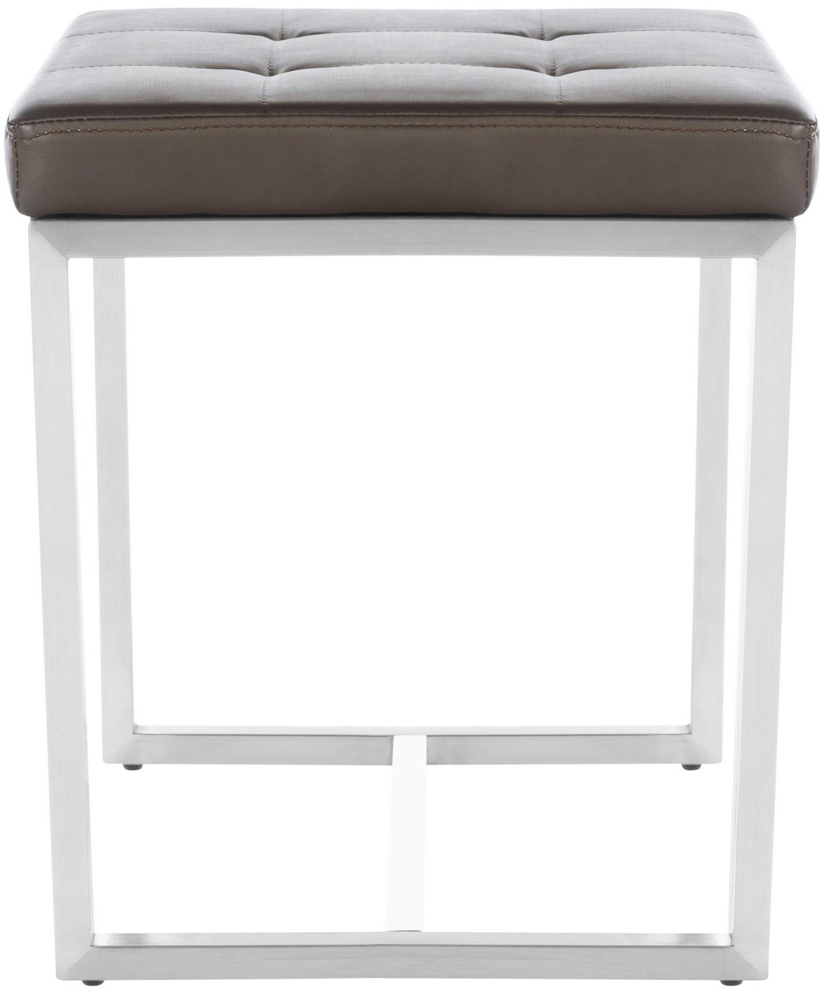 HOCKER Lederlook braun - Edelstahlfarben/Braun, Textil/Metall (40/48/40cm) - CLP