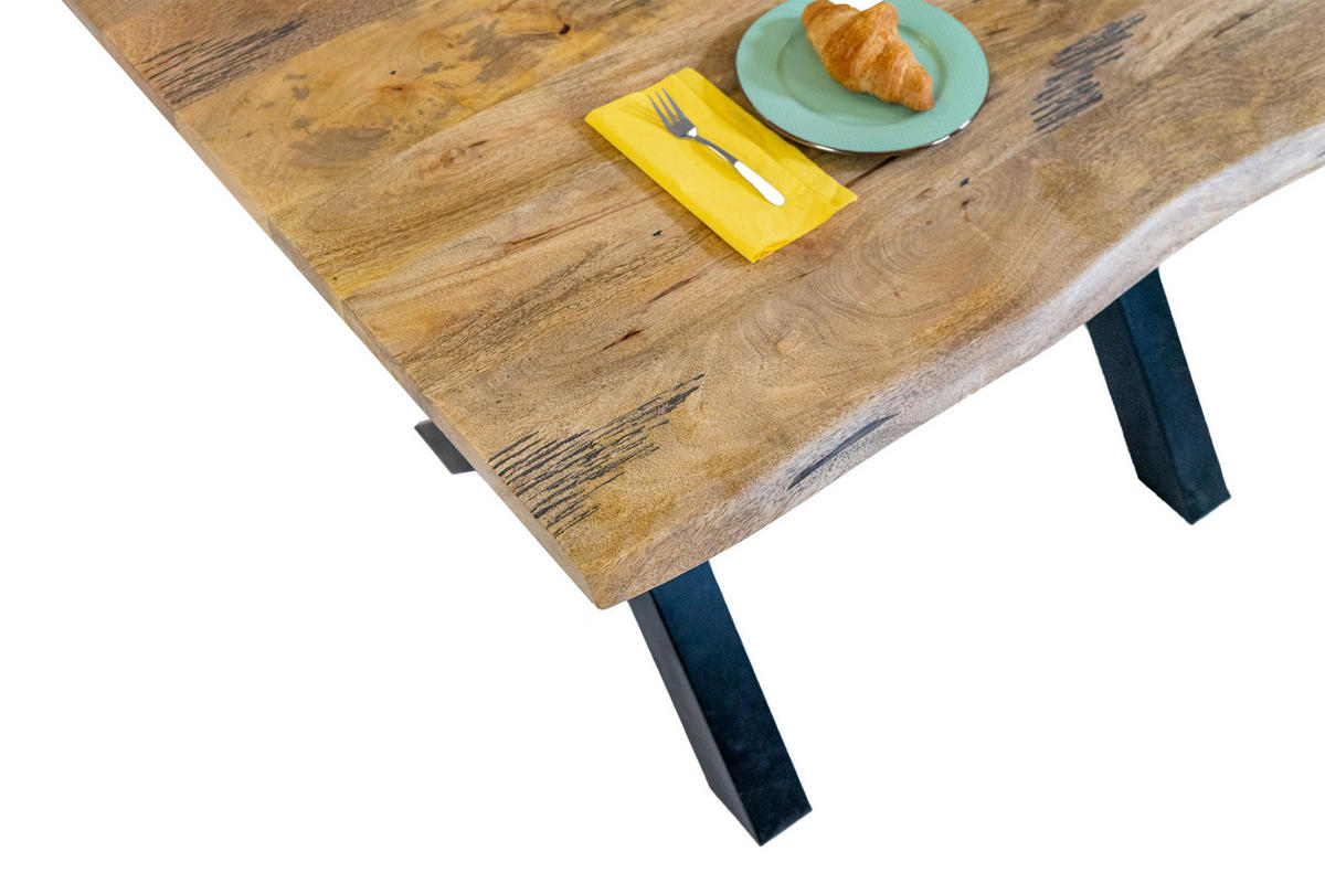 ESSTISCH TIGER X - Beige/Schwarz, Holz/Metall (80/120/77cm) - SAM