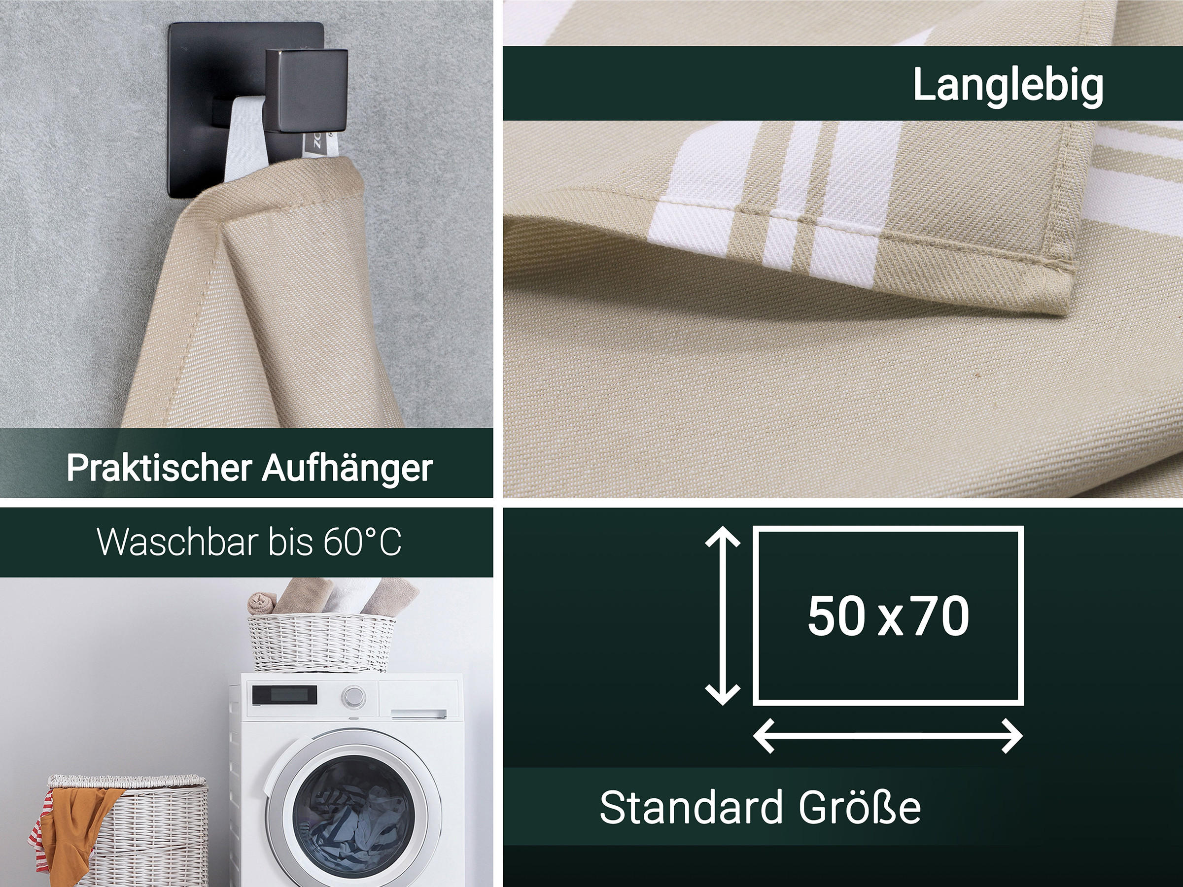 GESCHIRRTÜCHER, 5er-Set, 50x70 cm, 100% Baumwolle, Beige - Beige, Textil (50/70cm) - Zollner