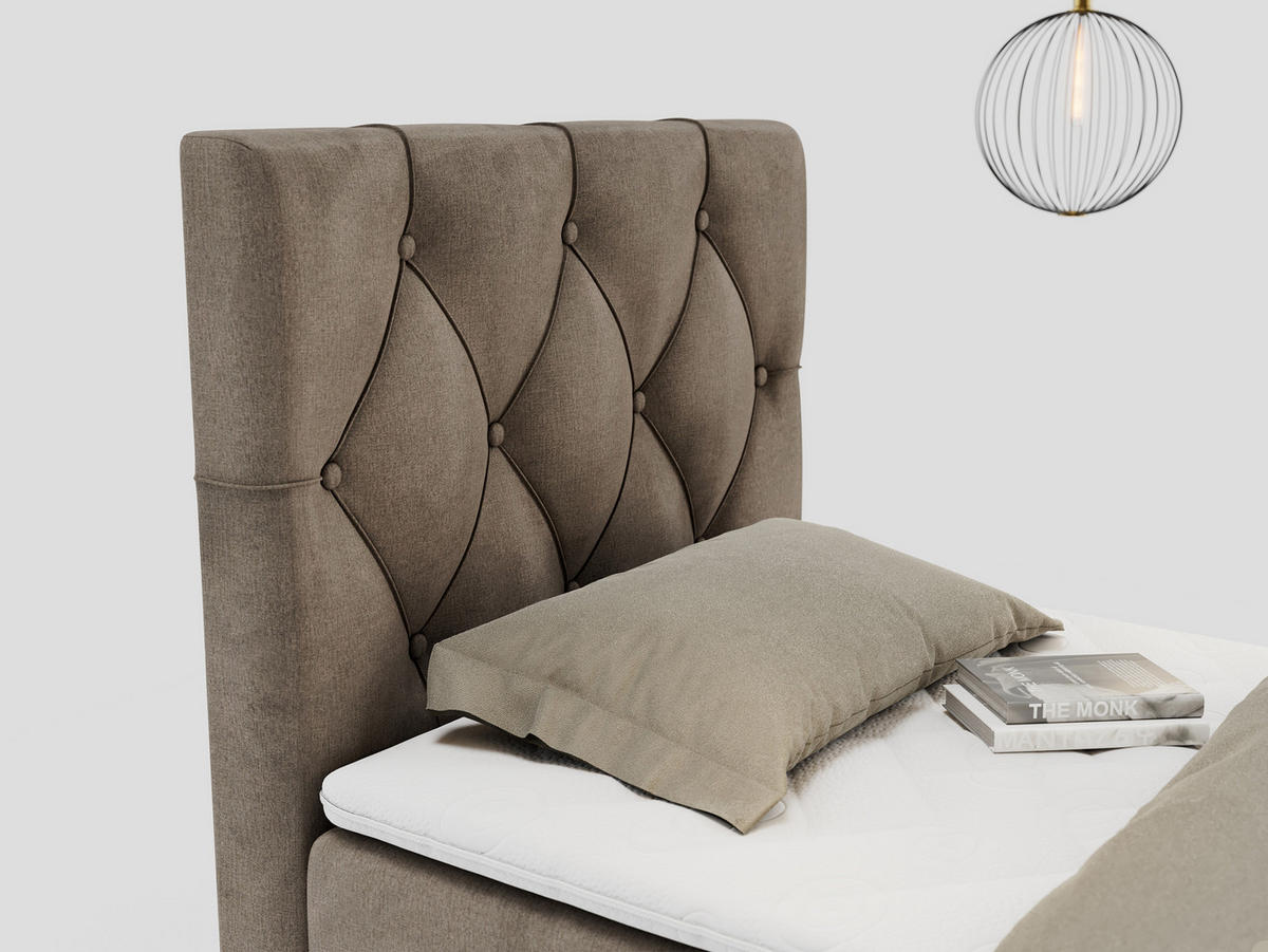 BOXBETT ALDA 90/200 Braun Velvet - H4 - Links Seite - Braun, Holz/Textil (90/200cm) - MKS