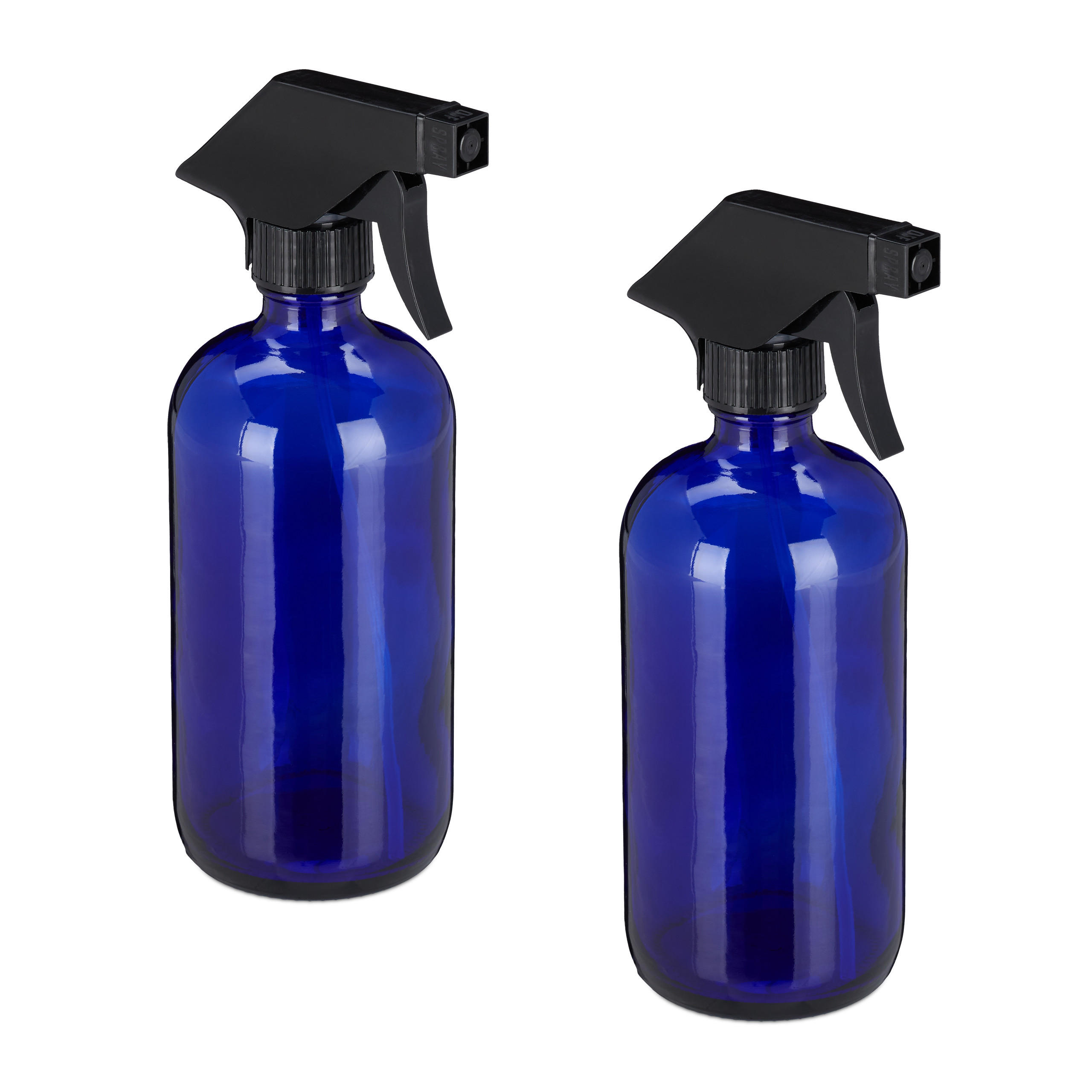 2XSPRÜHFLASCHE - Dunkelblau, Glas/Kunststoff (7/22/10cm) - Relaxdays