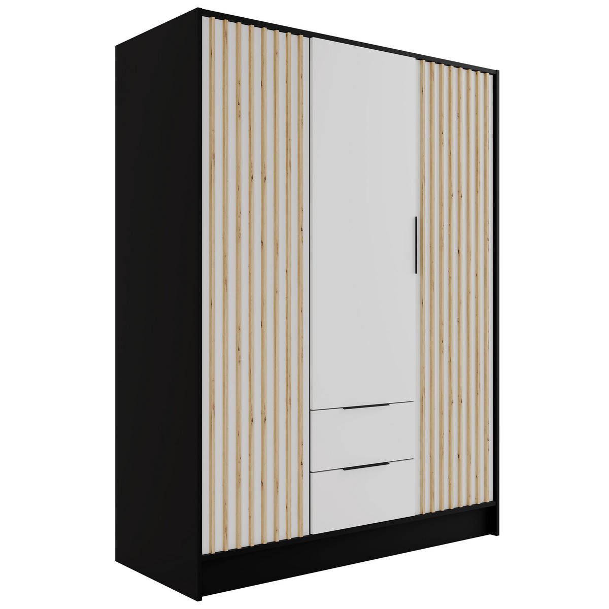 KLEIDERSCHRANK NELIA - 150 cm - Schwarz/Weiß, Holzwerkstoff (150/200/51cm) - ALTDECOR
