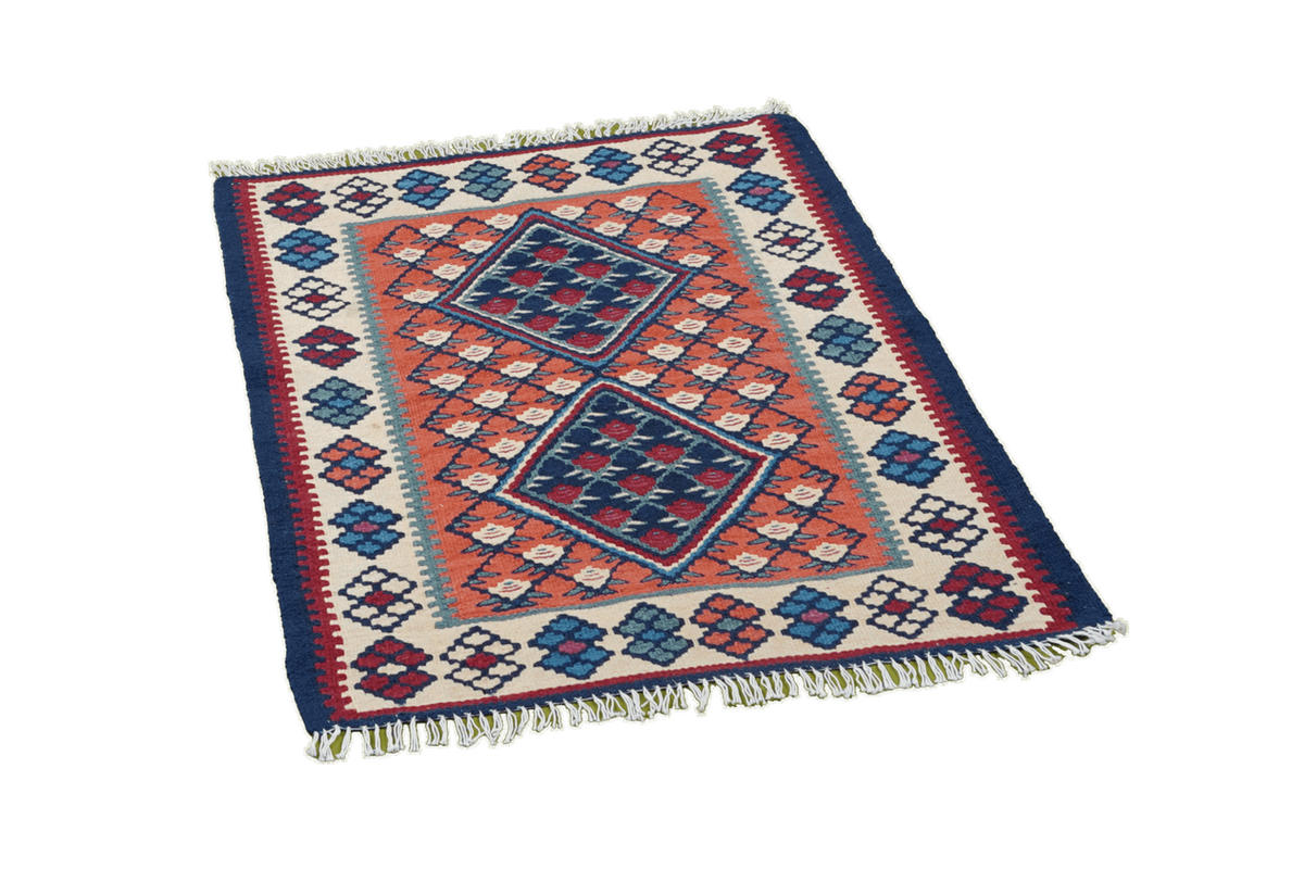 HANDWEBTEPPICH Kelim Senneh Rot 82/65 cm Schurwolle - Rot, Textil (65/82cm) - Looma
