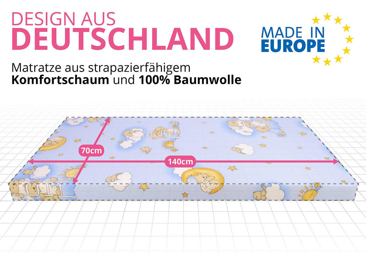 KINDERBETTMATRATZE 70/140 cm, in Blau - Blau, Naturmaterialien - Best for Kids