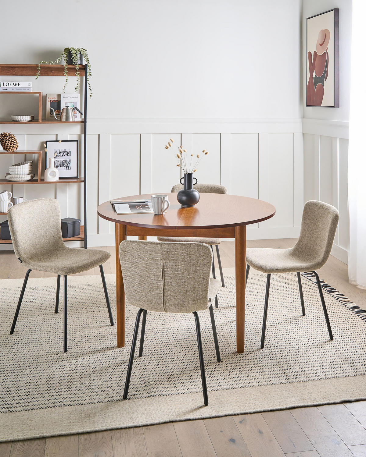 ESSZIMMERSTUHL 4er-Set Beige Caldwell - Beige/Schwarz, Textil (45/80/46cm) - Beliani