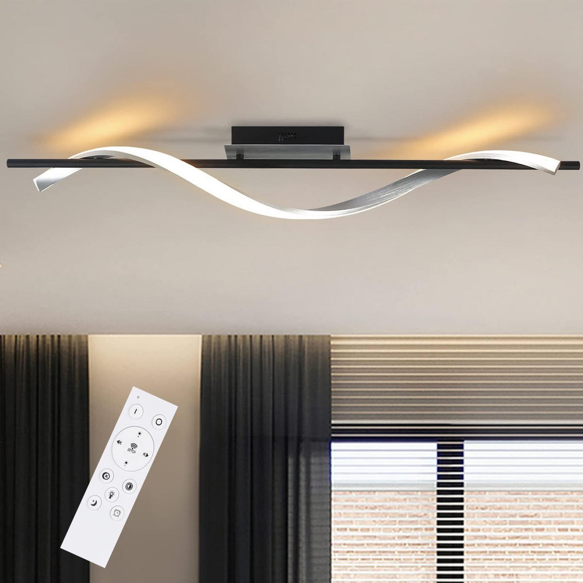 LED-DECKENLEUCHTE Gertrud 100/8.5/16 cm - Schwarz, Metall (100/8.5/16cm) - Nettlife