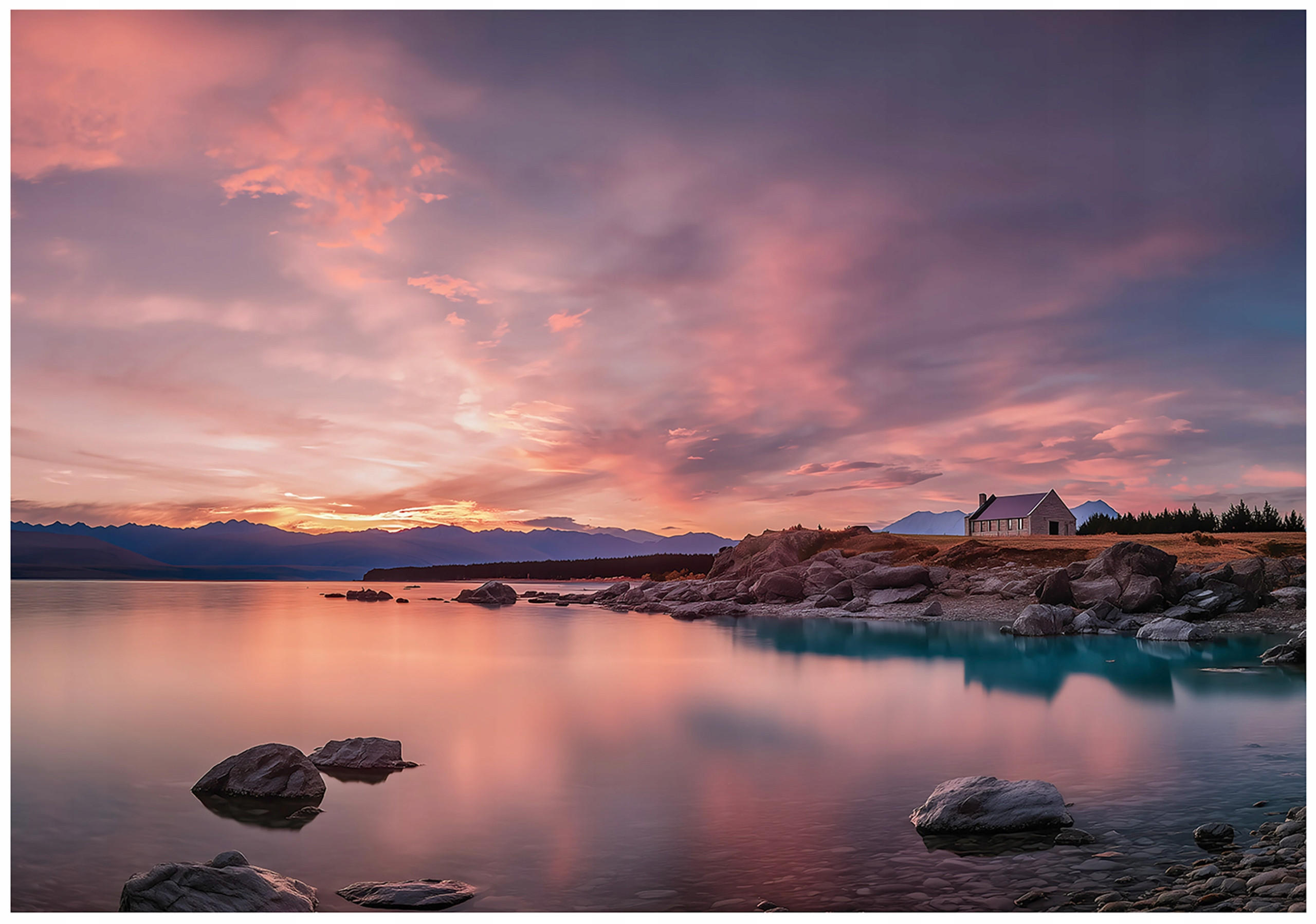 FOTOTAPETE Landschaft Himmel Rosa 200x140 cm - Multicolor, Papier (200/140cm) - Wallarena