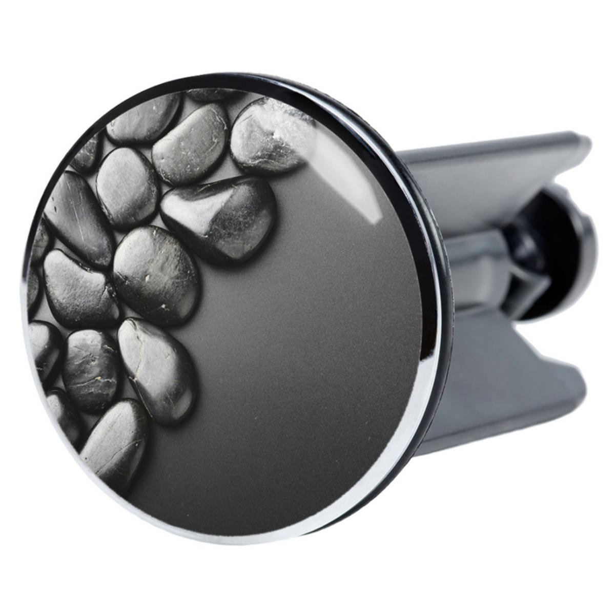 WASCHBECKENSTÖPSEL Hot Stones - Schwarz, Kunststoff/Metall (4/7/7cm) - Sanilo