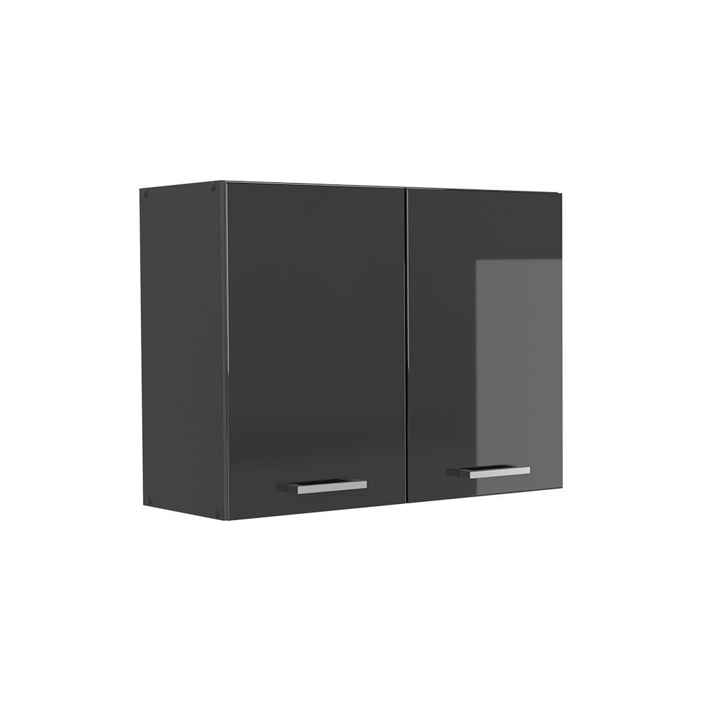 KÜCHENGLASSCHRANK R-Line, Anthrazit Hochglanz/Anthrazit, 80 cm - Anthrazit, Holzwerkstoff (80/60/31cm) - Vicco