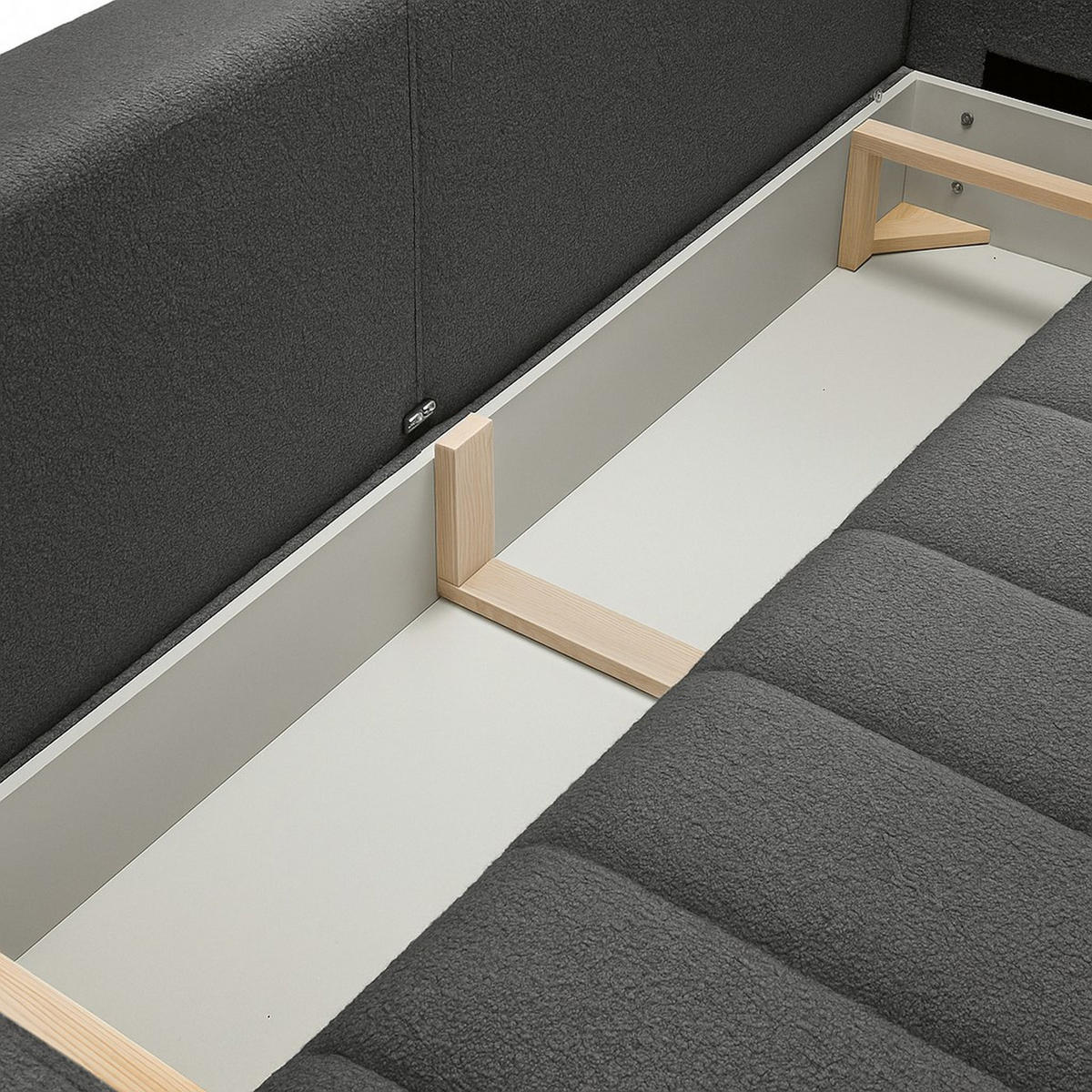 SCHLAFSOFA ALOO, Sofa mit Schlaffunktion und Bettkasten, Farbe: Grau, Bouclé-Stoff - Grau, Textil (248/88/105cm) - Sepro Meble