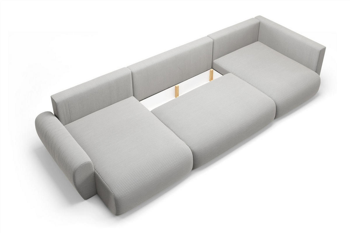 WOHNLANDSCHAFT Galan Mit Schlaffunktion - Weiß, Holzwerkstoff/Textil (385/70/153cm) - Fun Möbel