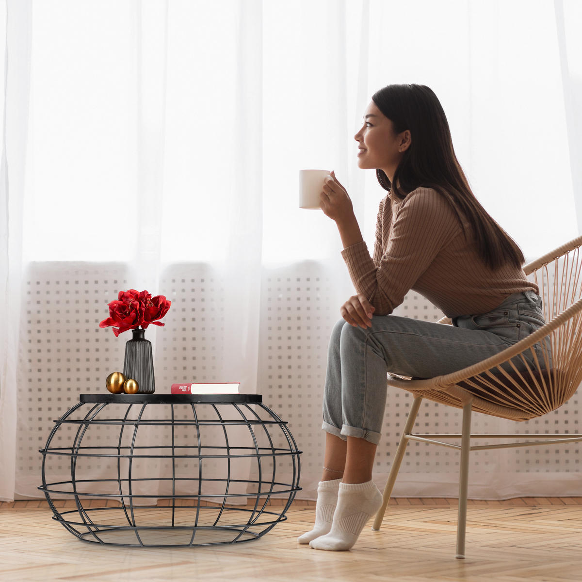 COUCHTISCH - Multicolor, Holz/Metall (67/67/36cm) - Relaxdays