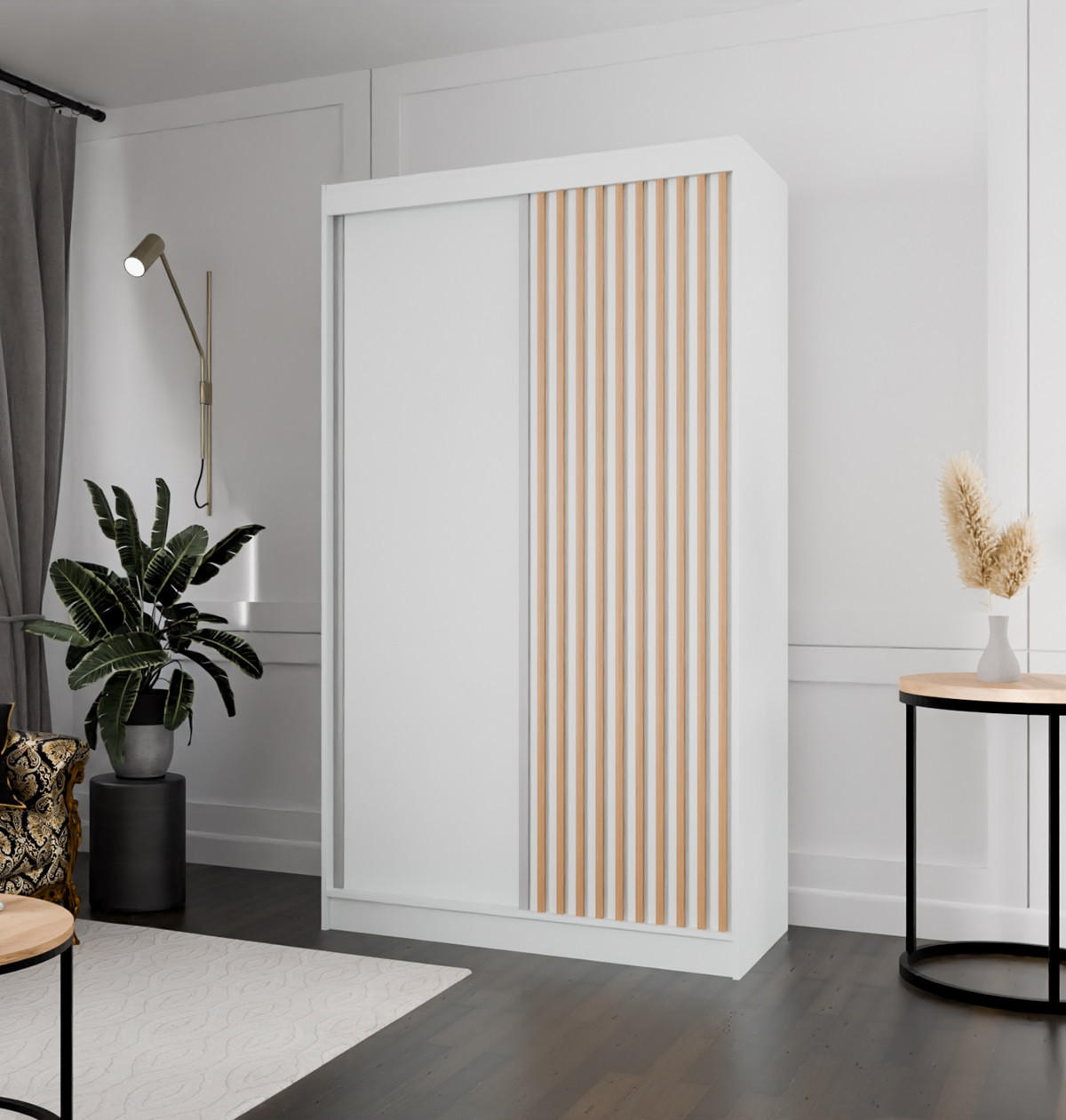 SCHRANK Weiß Craft Gold Lamellen 120 cm - Multicolor, Holzwerkstoff (120/215/61cm) - Sepro Meble