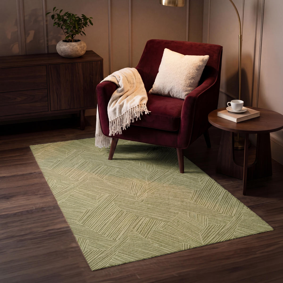 KOBERCE - Abstraktné - Moderné - Zelené - 80x120 cm - olivovozelená, textil/plast (80/0.4cm) - OnlyWow