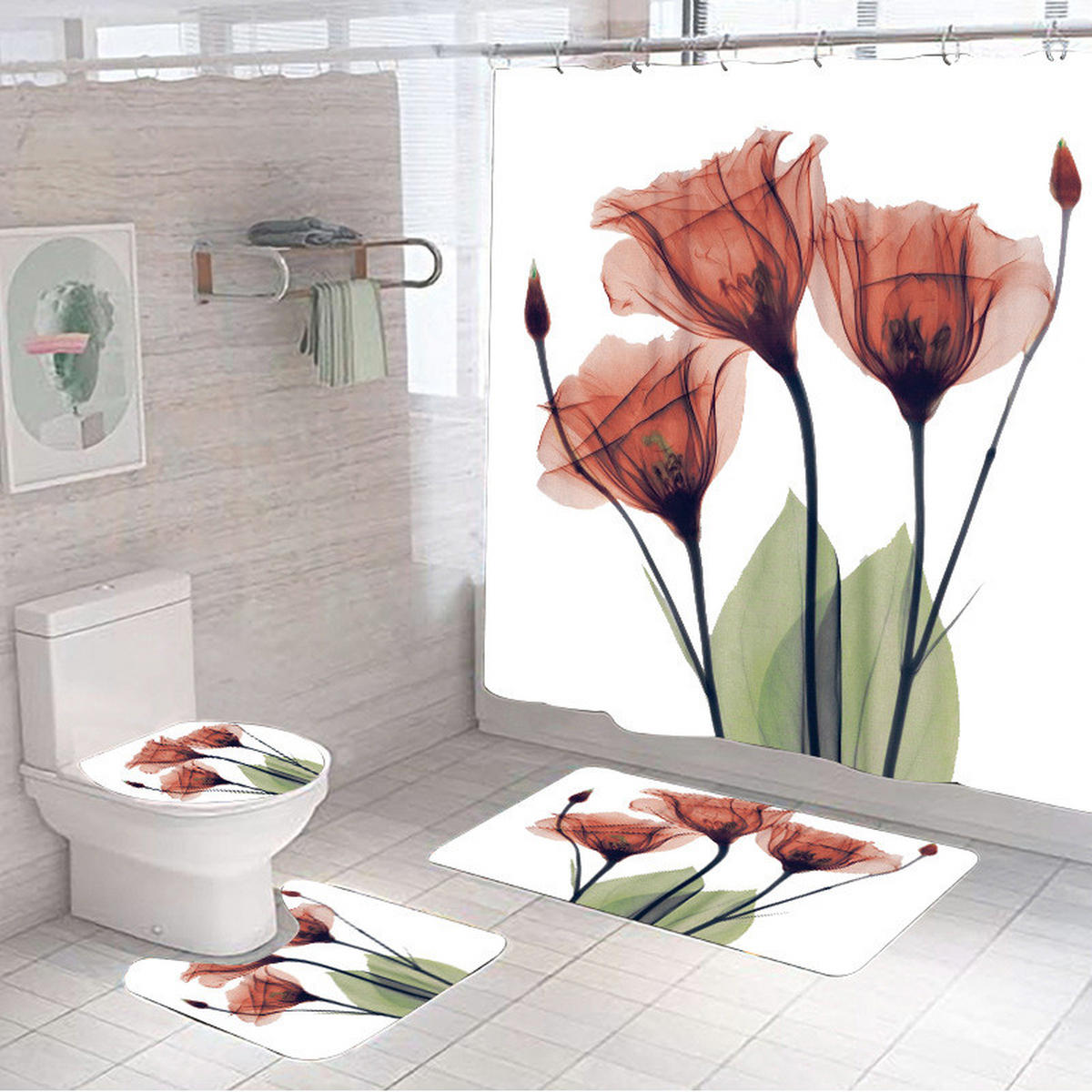 DUSCHVORHANG Rot wasserdicht feuchtigkeitsbeständig - Rot, Textil (180/180cm) - MCBOSON