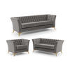 SITZGARNITUR 3+2+1 Chesterfield Whitby Grau Samt mit goldenen Füßen - Goldfarben/Grau, Holz/Textil (237/78/82cm) - S-Style Möbel