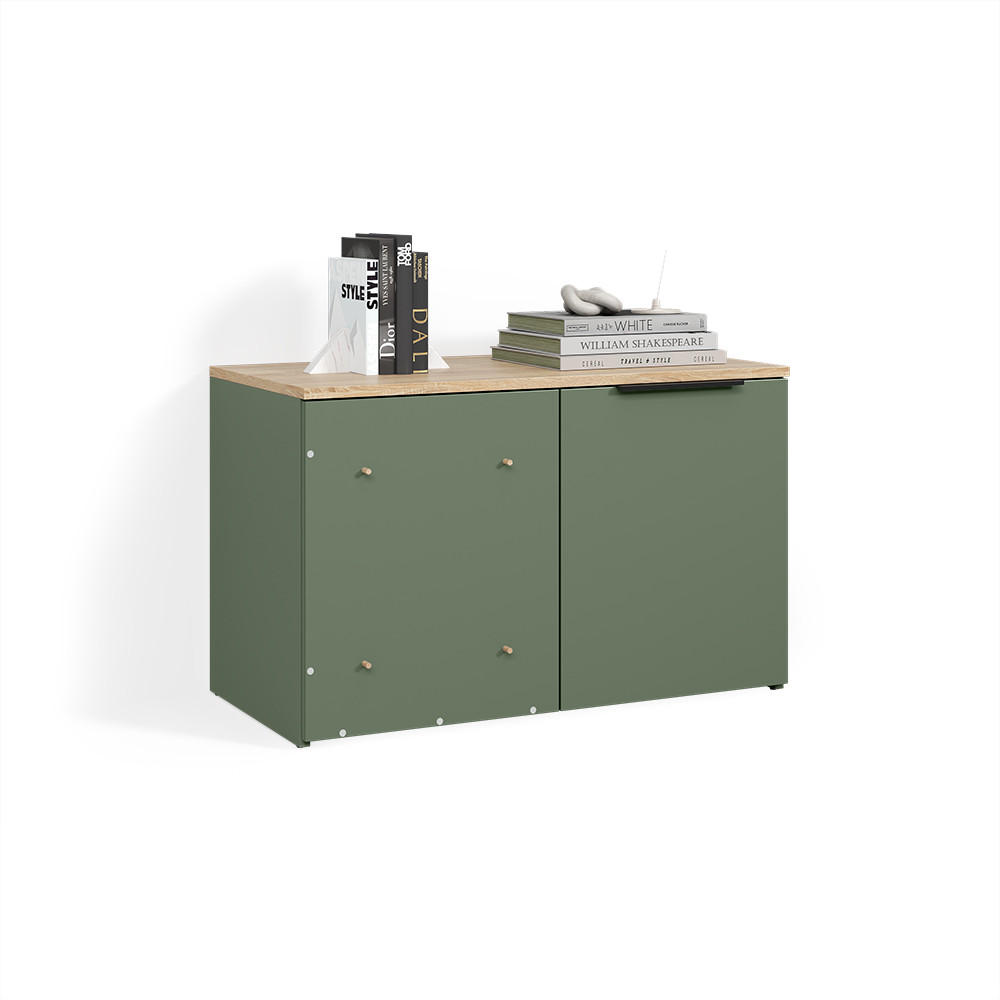 ECKKOMMODE Piave Grün mit Tür - Grün, Holzwerkstoff (80/50/40cm) - Livinity®