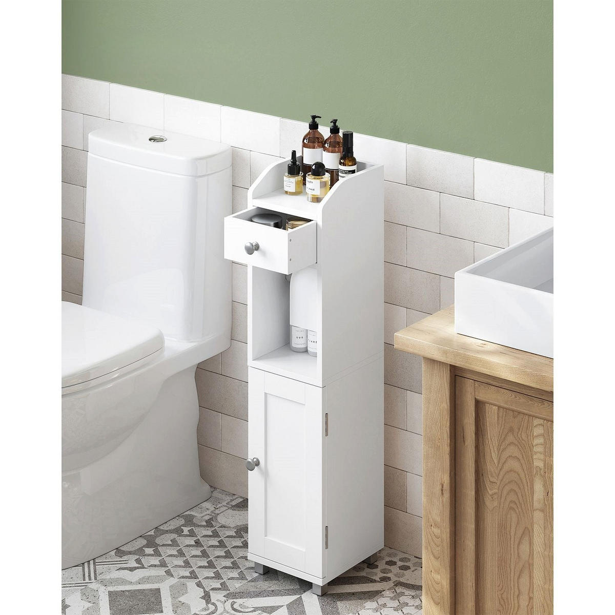 TOILETTENSCHRANK AMMAN - Weiß, Holzwerkstoff (18/76.7/20cm) - Hansiro