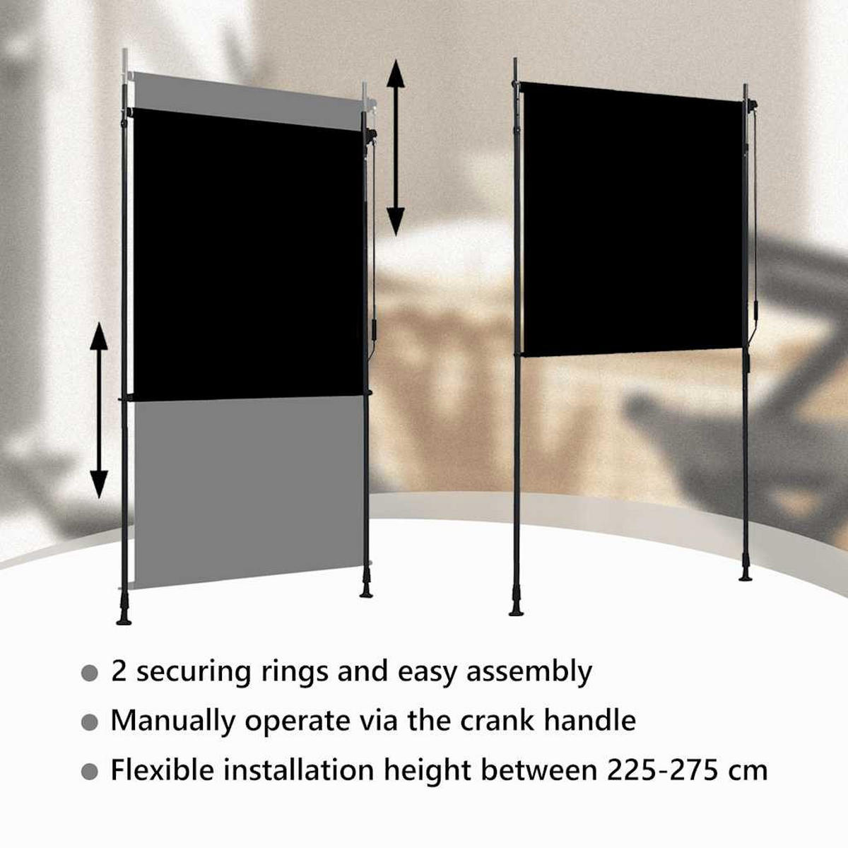 AUSSENROLLO 120/270 Cm Anthrazit - Anthrazit, Textil (120/270cm) - vidaXL