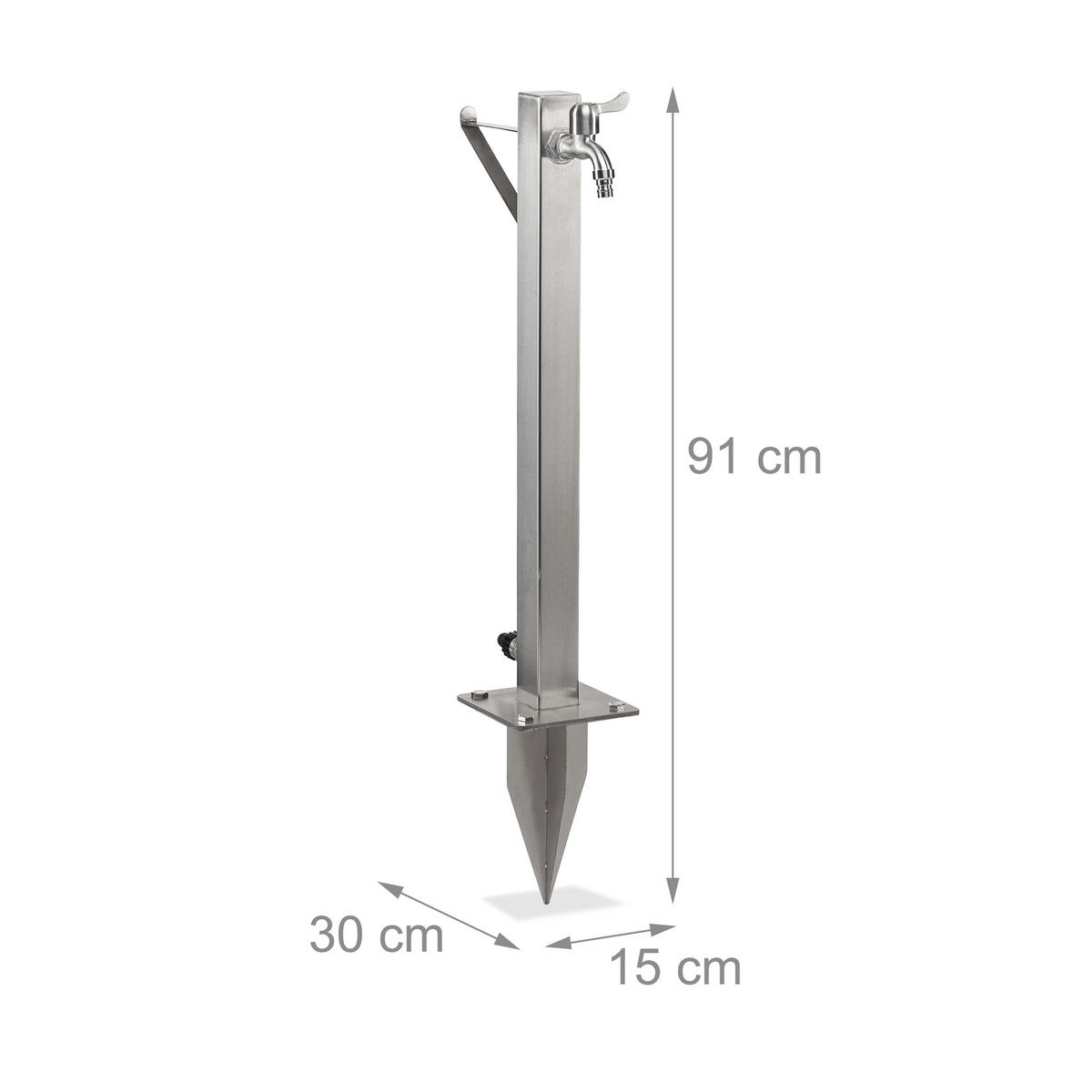 WASSERZAPFSTELLE - Silberfarben, Kunststoff/Metall (30/91/15cm) - Relaxdays