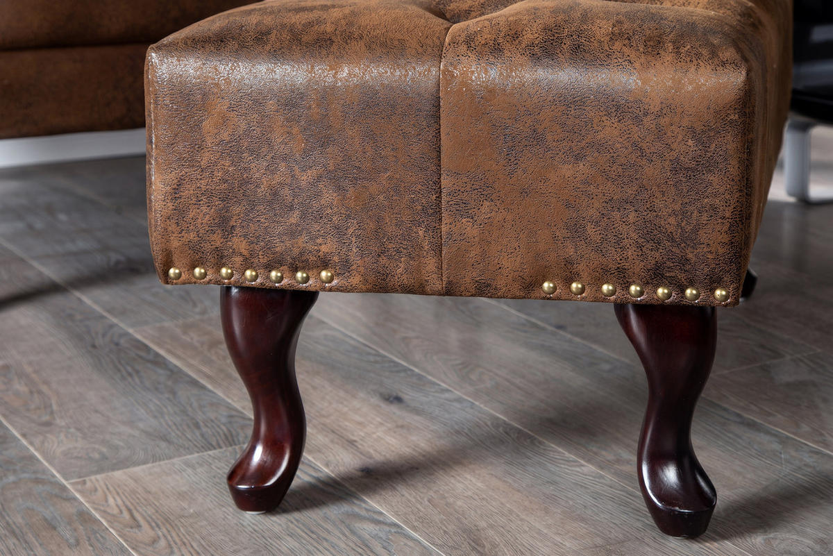 HOCKER CHESTERFIELD Microfaser Braun 80 cm - Braun, Holz/Textil (80/40/45cm) - riess-ambiente