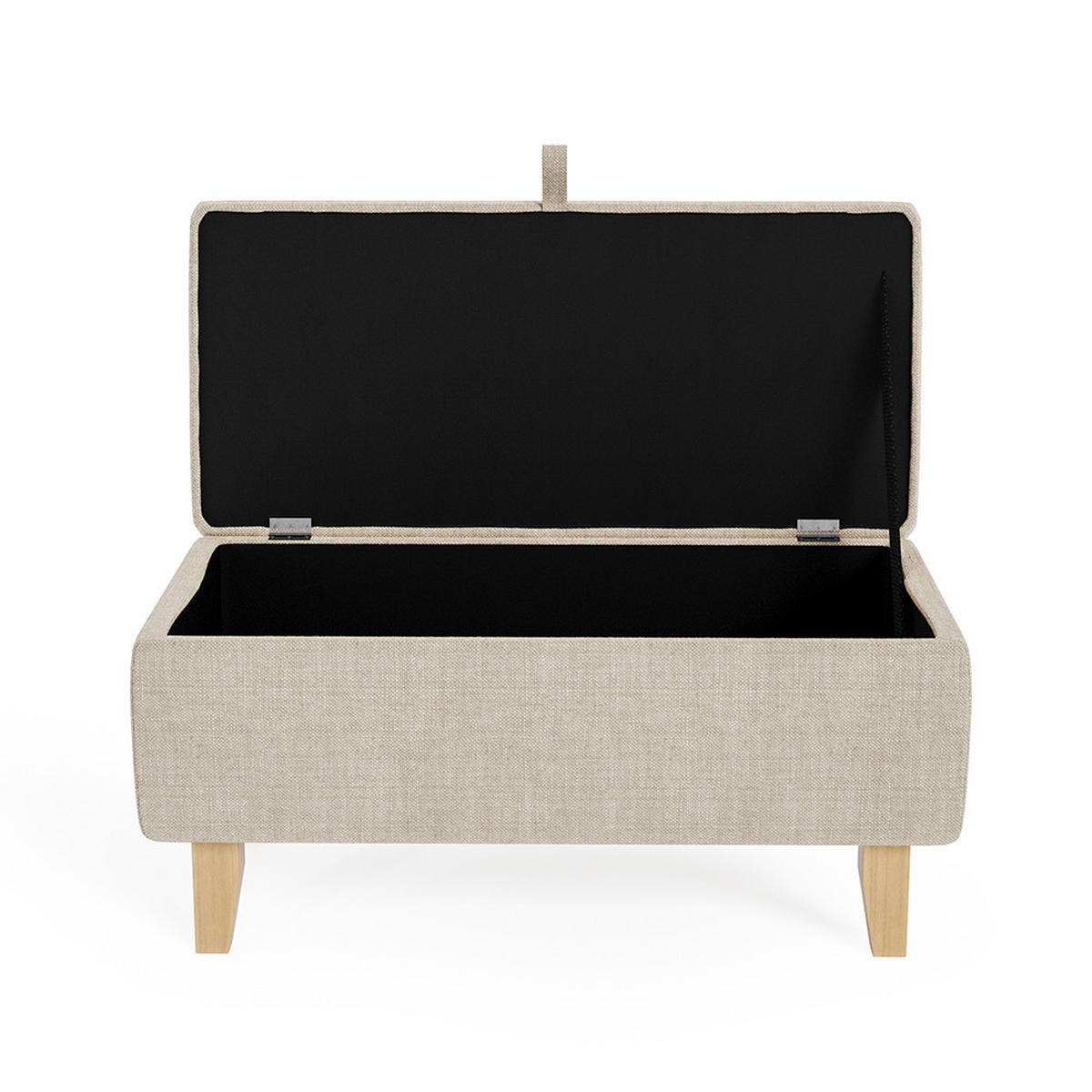 POLSTERHOCKER 71/37/34 cm Stauraum Holzbeine Leinen Beige - Beige, Holz/Textil (71/34/37cm) - Livingandhome