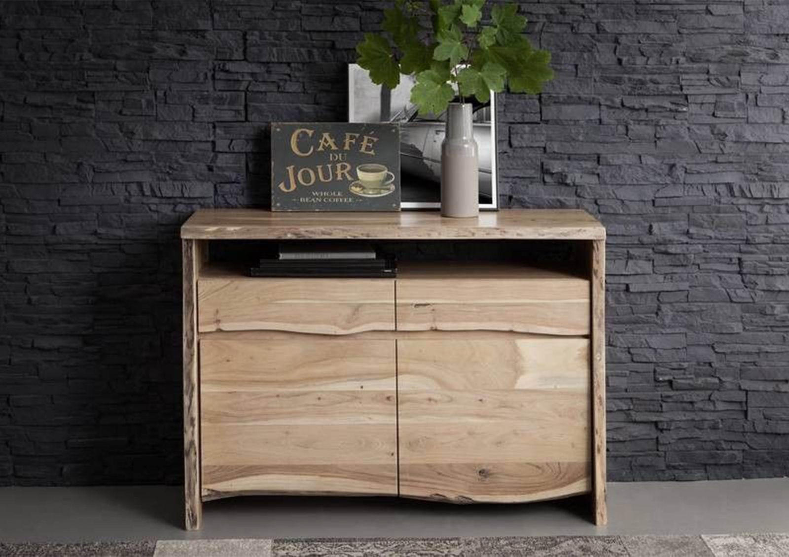 SIDEBOARD Akazie 131x45x96 natur lackiert PURE ACACIA #103 - Braun, Holz (131/96/45cm) - Massivmoebel24