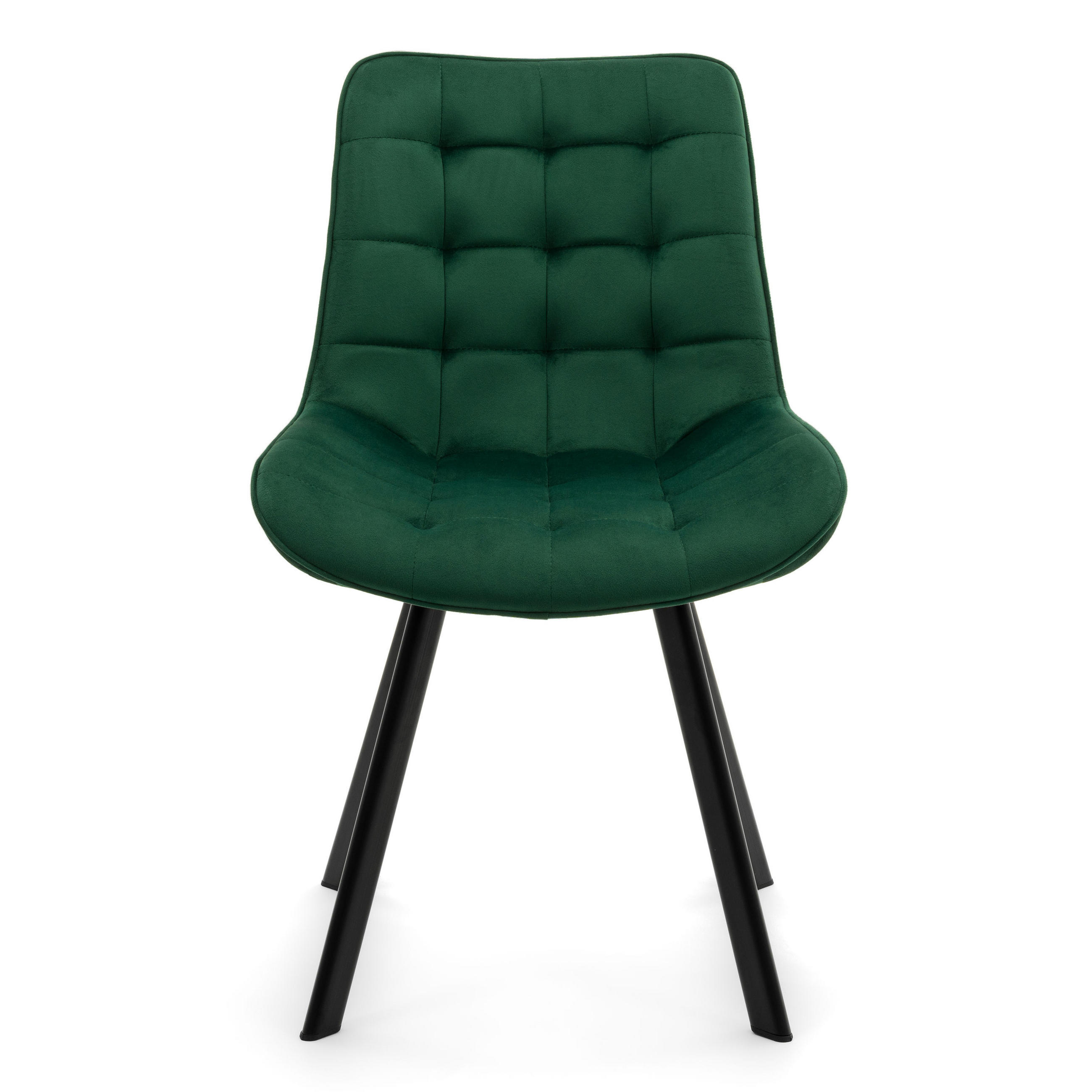 STUHL TORI gepolsterter mit Steppung - grün - Samt Velour - Schwarz/Grün, Textil/Metall (53/86/60cm) - NEW HOME