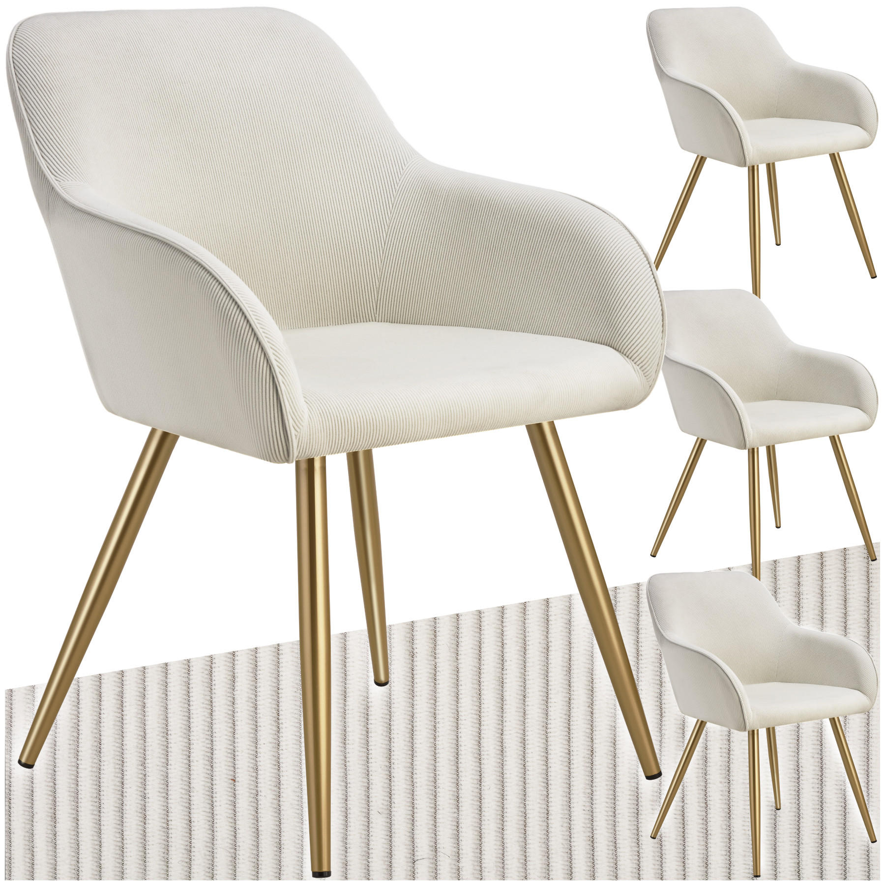 ESSZIMMERSTUHL 4er Set Marilyn 58 x 62 x 82 cm creme/gold - Goldfarben/Creme, Kunststoff (62/82/58cm) - tectake