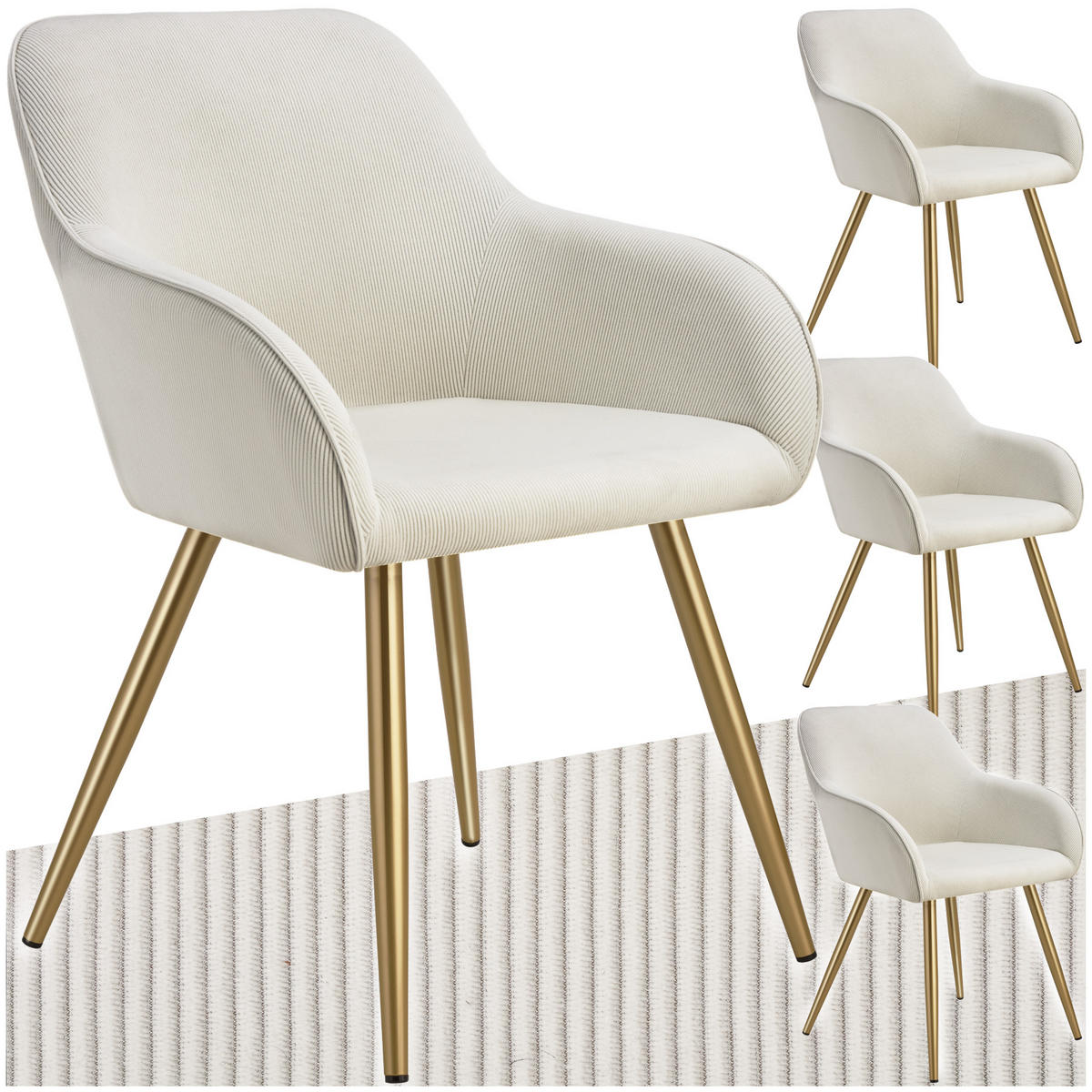ESSZIMMERSTUHL 4er Set Marilyn 58 x 62 x 82 cm creme/gold - Goldfarben/Creme, Kunststoff (62/82/58cm) - tectake