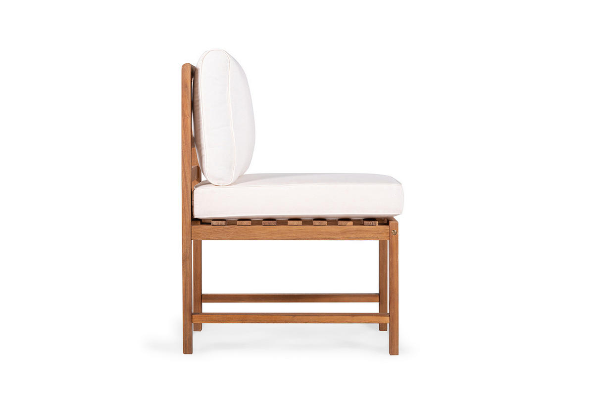 DININGSTUHL - Akazie massiv / Polyester - Braun / Beige - Beige/Braun, Holz/Textil (53/86/66cm) - home24