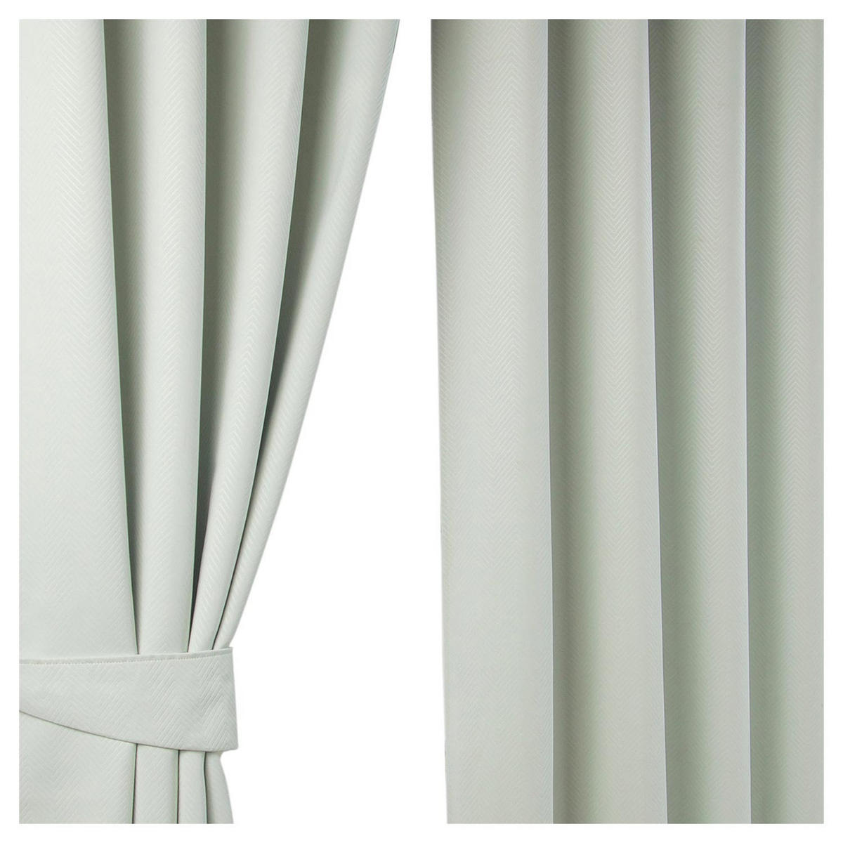 VERDUNKELUNGSVORHÄNGE Fischgrät mit Thermo-Funktion, Ösen 167/137 cm - Creme, Textil (167/137cm) - Homescapes