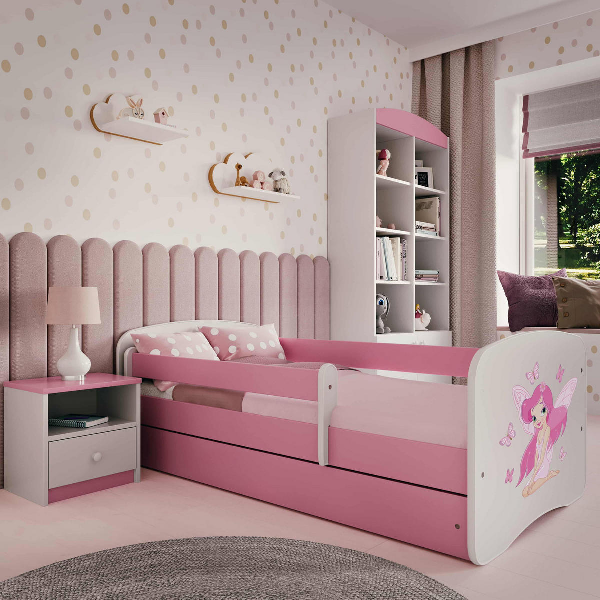 KINDERBETT Emily mit Schublade und Matratze, Rosa 80x160 cm - Rosa, Holzwerkstoff (160/80cm) - WFL GROUP