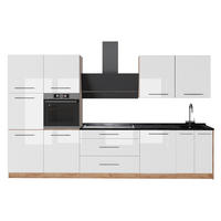 KÖK Fame-Line, Vit högblank/Goldkraft ek, 340 cm, AP Antracit - Honungsek/Vit högglans, Träbaserade material (340/206.8/60cm) - Vicco