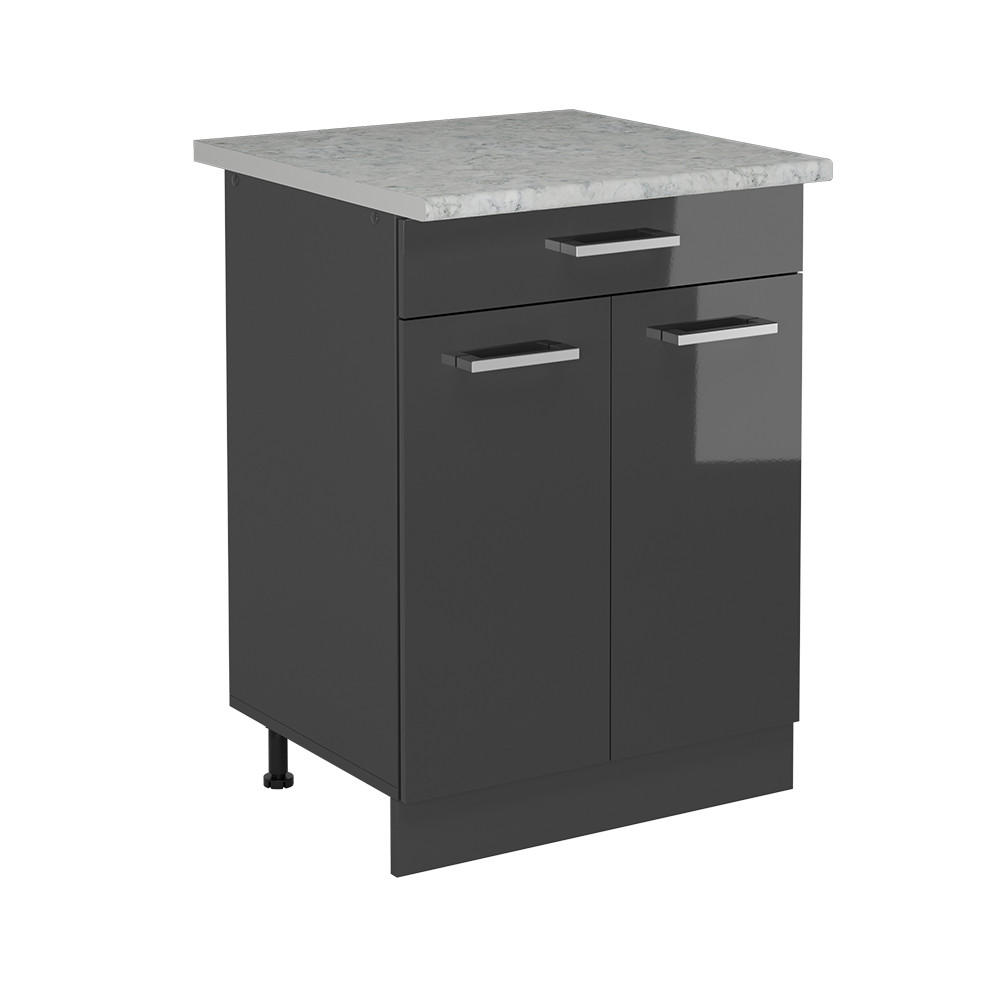 KÖKSUNDERSKÅP R-Line Antracit högblank 60 cm AP marmor Antracit, Antracit 81.6/60/60 cm