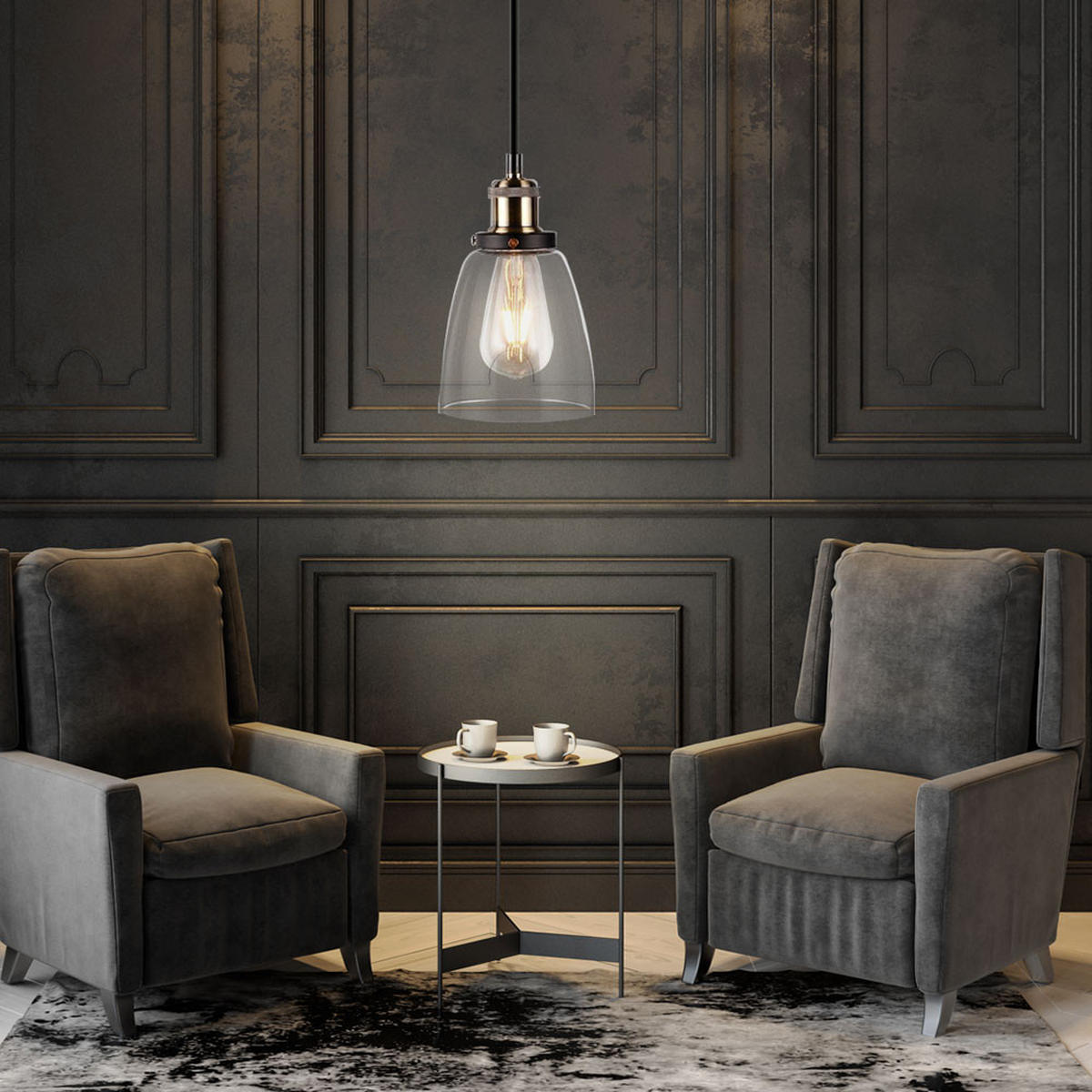 LED HÄNGELEUCHTE Glas Schwarz - Schwarz, Glas (14/24/113cm)