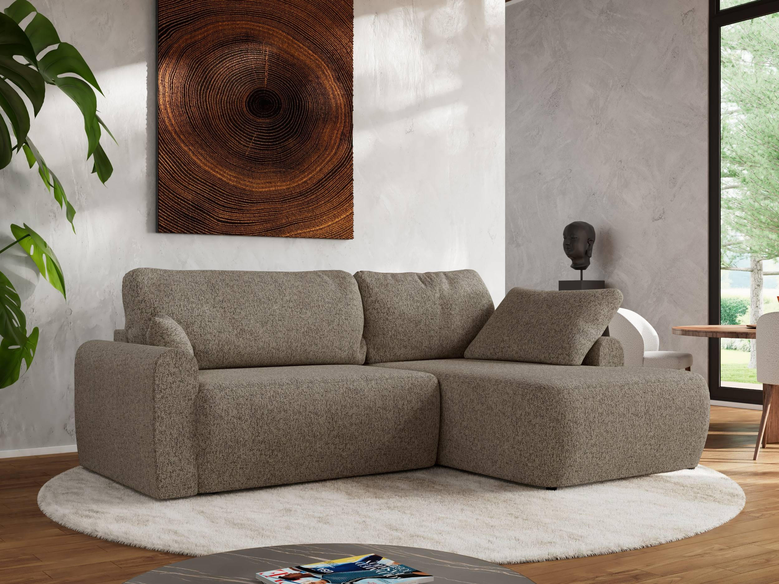 ECKSCHLAFSOFA CUBO L Dunkelbeige Struktur - rechts - Beige/Schwarz, Kunststoff/Textil (187/273cm) - MKS