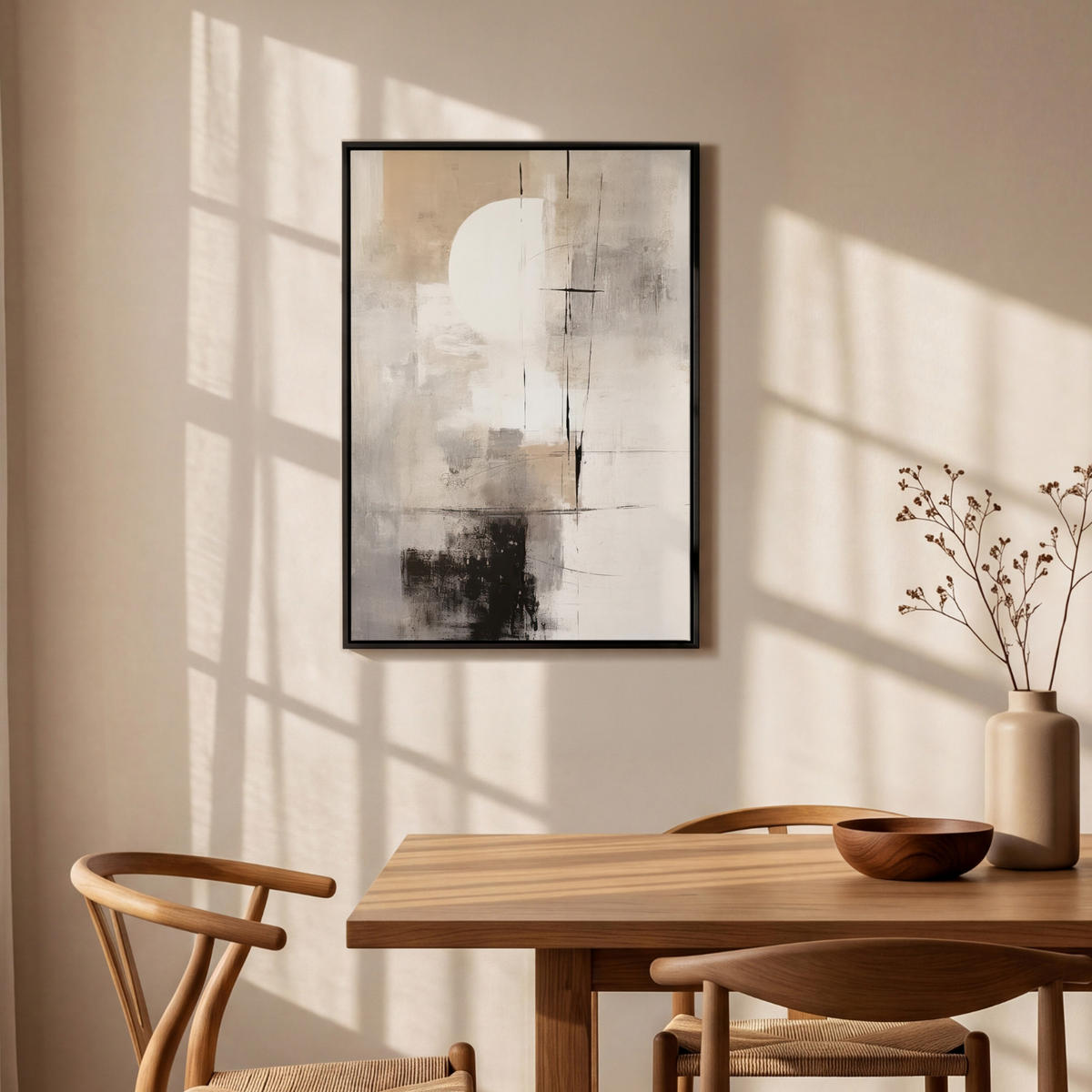 LEINWAND Bilder mit Rahmen - Abstrakt - Kunst - Grau - 60x90 - Hellgrau, Textil (60/90cm) - MuchoWow