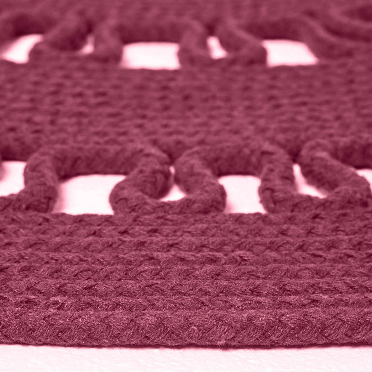 TEPPICH geflochten rund mit Häkel-Muster 70 cm - Weinrot, Textil (70/70cm) - Homescapes