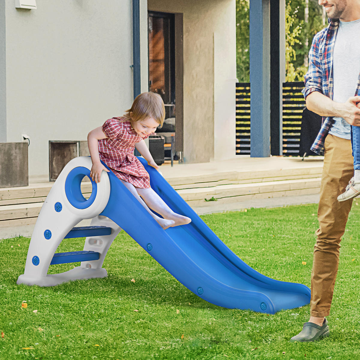 KINDERRUTSCHE DE-17951 klappbar für Kleinkinder, HDPE Blau - Blau, Kunststoff (50/56/120cm) - ComfortXL
