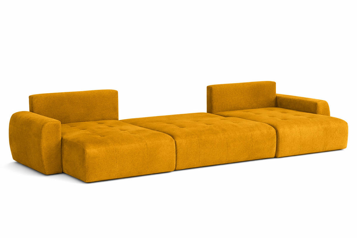 ECKSOFA Mit Schlaffunktion Und Bettkasten U-Form Ivo U, Veloursstoff Salvador, Gelb - Gelb, Holz (342/142cm) - Kaiser Möbel