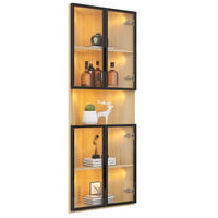 ECKVITRINE Eiche 62×32×160 cm aus MDF mit warmer LED-Beleuchtung und Soft-Close-Scharnieren - Eichefarben, Holzwerkstoff (62/160/32cm) - Luhomfu